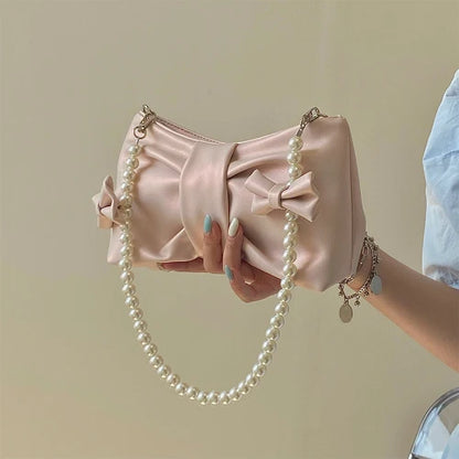Soft PU Bow Pearl Purse