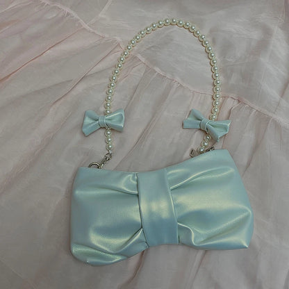 Soft PU Bow Pearl Purse